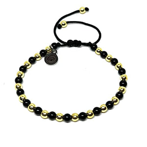 OCHRANA pulsera ajustable de hematita dorada y ágata negra de 4mm