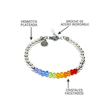 Cargar imagen en el visor de la galería, OCHRANA Pulsera ajustable de cristal facetado de colores chakras con hematita
