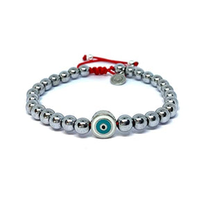 OCHRANA Pulsera ajustable de hematita silver con ojo turco de 6mm