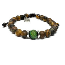 Cargar imagen en el visor de la galería, OCHRANA Pulsera ajustable de ojo de tigre mate de 6mm con ojo de tigre verde
