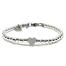 Cargar imagen en el visor de la galería, OCHRANA pulsera de 17.5 cm de hematita plateada con dije de corazon de acero de 4mm
