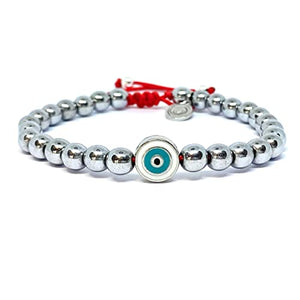 OCHRANA Pulsera ajustable de hematita silver con ojo turco de 6mm