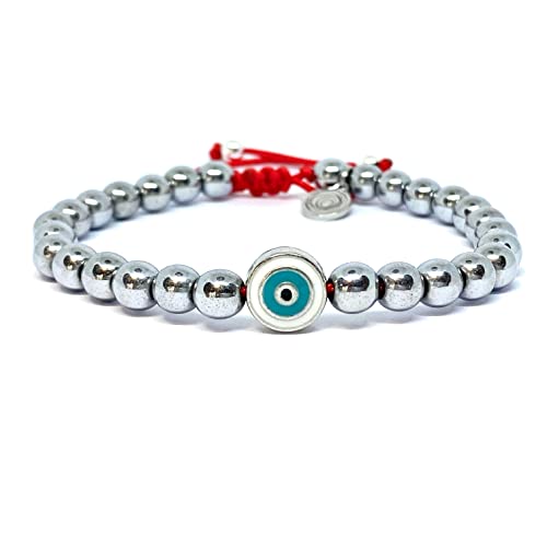 OCHRANA Pulsera ajustable de hematita silver con ojo turco de 6mm