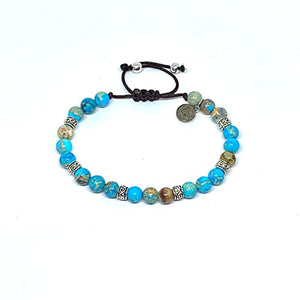 OCHRANA Pulsera ajustable de piedra de sedimento azul de 6mm