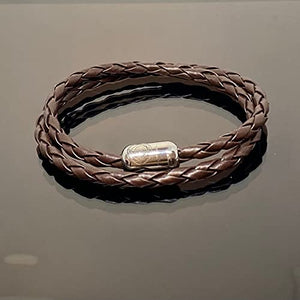 OCHRANA Pulsera de paracord con broche magnético de cuero café