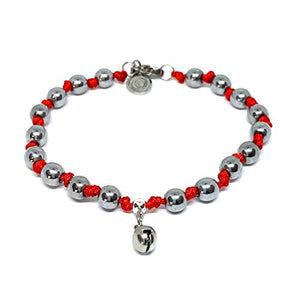 Ochrana Pulsera Ajustable de macramé roja con hematita de 6mm y Dije de Cascabel - Ochrana México