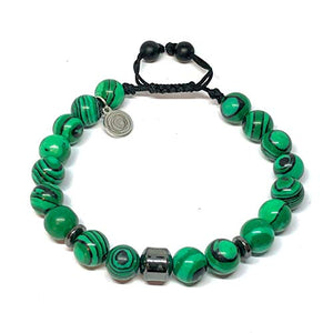 Ochrana Pulsera Ajustable de malaquita Verde y hematita de 8mm