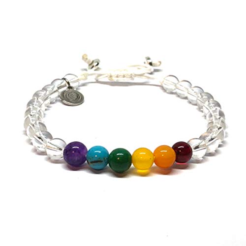 Pulsera Ajustable de los 7 Chakras con Cuarzo Cristal de 6mm - Ochrana México