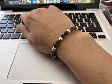 Cargar imagen en el visor de la galería, OCHRANA Pulsera de 17.5 cm de ojo de tigre verde y amarillo con hematita dorada de 6mm
