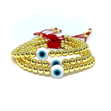 Cargar imagen en el visor de la galería, OCHRANA Pulsera ajustable de hematita color dorada de con ojo turco de 4mm
