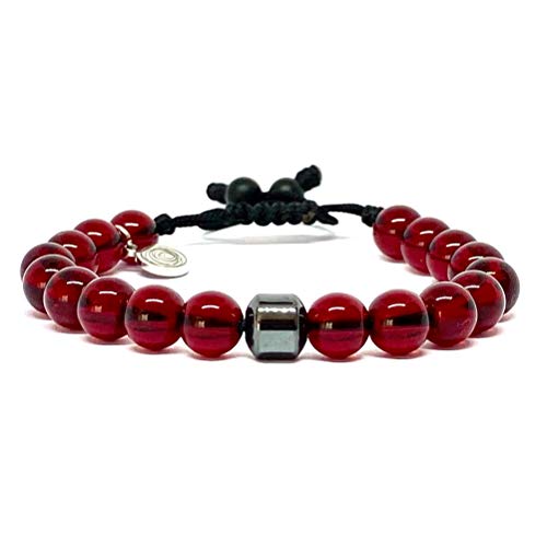 Ochrana Pulsera Ajustable de Cristal Rojo y hematita de 8mm - Ochrana México