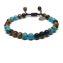 Cargar imagen en el visor de la galería, Ochrana Pulsera Ajustable de Ojo de Tigre y howlita Azul Aqua de 6mm - Ochrana México
