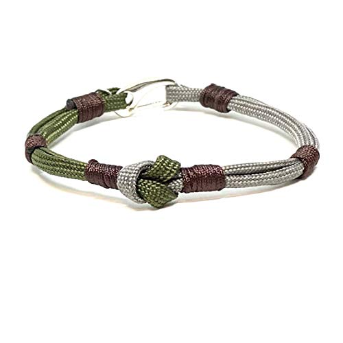 Pulsera de paracord de 20 cm color gris con verde con broche de acero inoxidable - Ochrana México