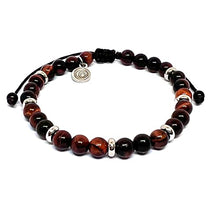 Cargar imagen en el visor de la galería, OCHRANA Pulsera ajustable de ojo de tigre rojo con acero inoxidable de 6mm
