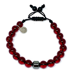 Ochrana Pulsera Ajustable de Cristal Rojo y hematita de 8mm - Ochrana México