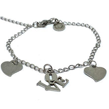 Cargar imagen en el visor de la galería, Pulsera Ajustable de Acero Inoxidable con dijes de corazón y Love - Ochrana México
