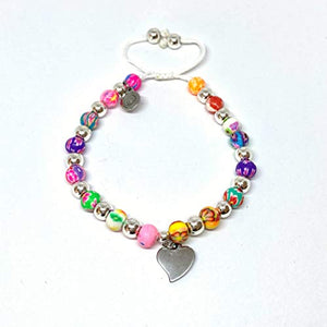 Pulsera Ajustable de hematita Plateada con Cuentas de Arcilla de 6mm y Dije de corazón - Ochrana México