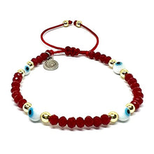 Cargar imagen en el visor de la galería, OCHRANA pulsera ajustable de cristal facetado color rojo coj ojo turco de 4mm
