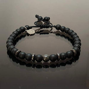 Ochrana Pulsera Ajustable de Agatha Negra Mate con hematita de 6mm