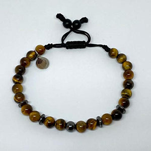 Ochrana Pulsera Ajustable con Ojo de Tigre y hematita de 6mm - Ochrana México