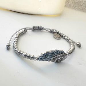 OCHRANA Pulsera ajustable de acero inoxidable con dije de ala de angel con zirconia de 4mm