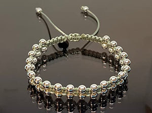 OCHRANA Pulsera ajustable de macramé plateado con hematita color plateada de 4mm