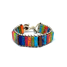 Cargar imagen en el visor de la galería, OCHRANA Pulsera de 17.5 cm de jaspe sedimento de colores con cuerda encerada
