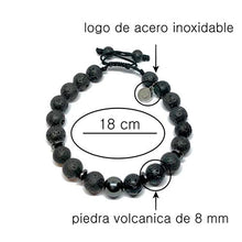 Cargar imagen en el visor de la galería, Ochrana Pulsera Ajustable de Piedra volcánica con hematita de 8mm - Ochrana México
