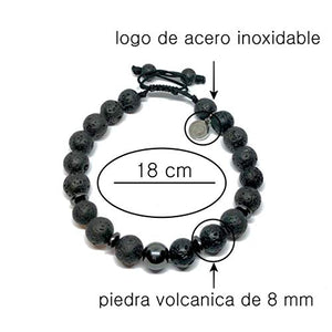 Ochrana Pulsera Ajustable de Piedra volcánica con hematita de 8mm - Ochrana México