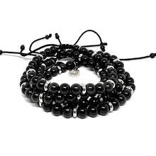 Cargar imagen en el visor de la galería, OCHRANA Pulsera ajustable de obsidiana con acero inoxidable de 8mm
