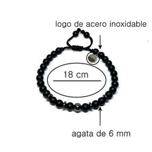 Cargar imagen en el visor de la galería, Ochrana Pulsera Ajustable de Agatha Negra Mate con hematita de 6mm
