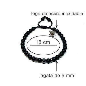 Ochrana Pulsera Ajustable de Agatha Negra Mate con hematita de 6mm