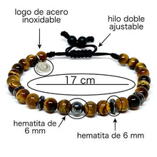 Cargar imagen en el visor de la galería, Ochrana Pulsera Ajustable con Ojo de Tigre y hematita de 6mm - Ochrana México
