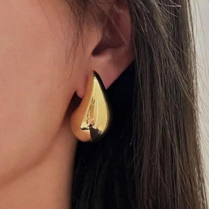 OCHRANA Aretes de acero inoxidable dorado en forma de gota