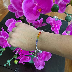 OCHRANA Pulsera ajustable de cristal facetado de colores chakras con hematita