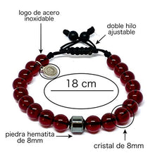 Cargar imagen en el visor de la galería, Ochrana Pulsera Ajustable de Cristal Rojo y hematita de 8mm - Ochrana México
