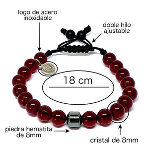 Ochrana Pulsera Ajustable de Cristal Rojo y hematita de 8mm - Ochrana México