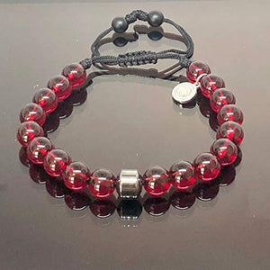 Ochrana Pulsera Ajustable de Cristal Rojo y hematita de 8mm - Ochrana México